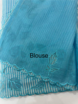 Striped Mul chanderi saree with net applique borders MSH987