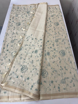Blended soft tussar saree with cross stitch embriodery MS8666 (4)