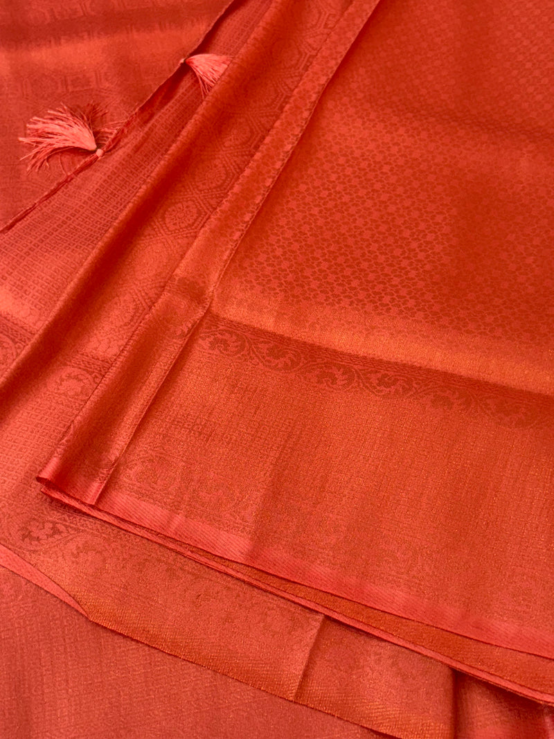 Brocade soft silk saree in copper zari weaving  MS6771