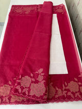 Soft organza saree with applique work - MCW543 Dark Pink