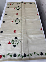 Blended tussar saree with embriodery - MS8672 Cream
