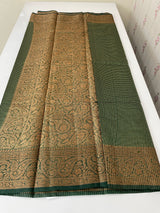 Semi silk saree with checks zari weaving MS81543- Green