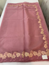 Soft organza saree with turkish applique borders- MCW735