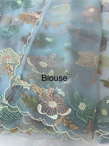 Organza saree with embroidery - MOS390 IceBlue