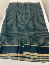 Crepe chiffon georgette saree with checks MS40097 TEALBLUE