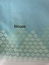 Soft Organza saree with embroidery and sequins borders - MCK286 PastelBlue