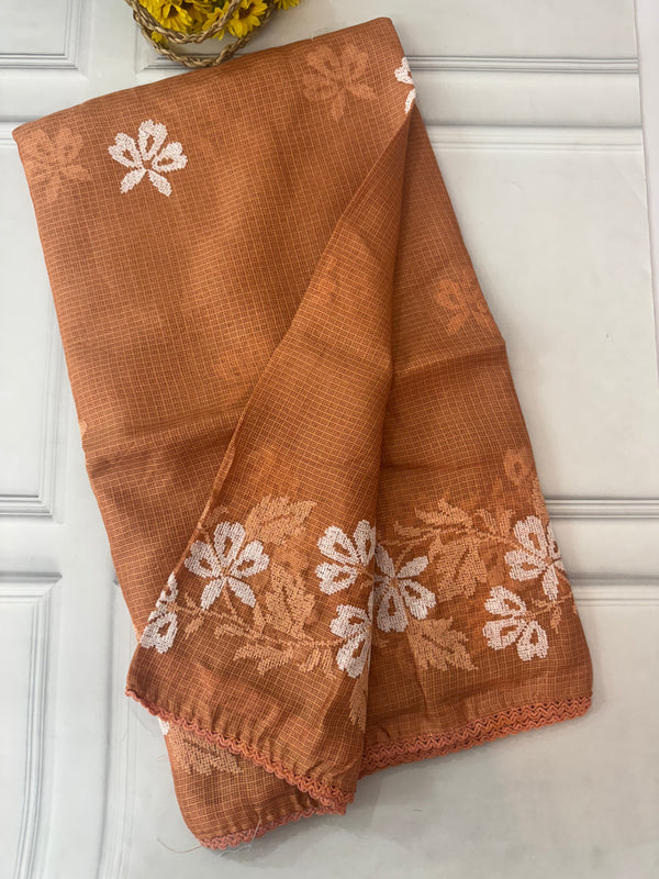 Soft kota checks saree with embroidery MSKC352