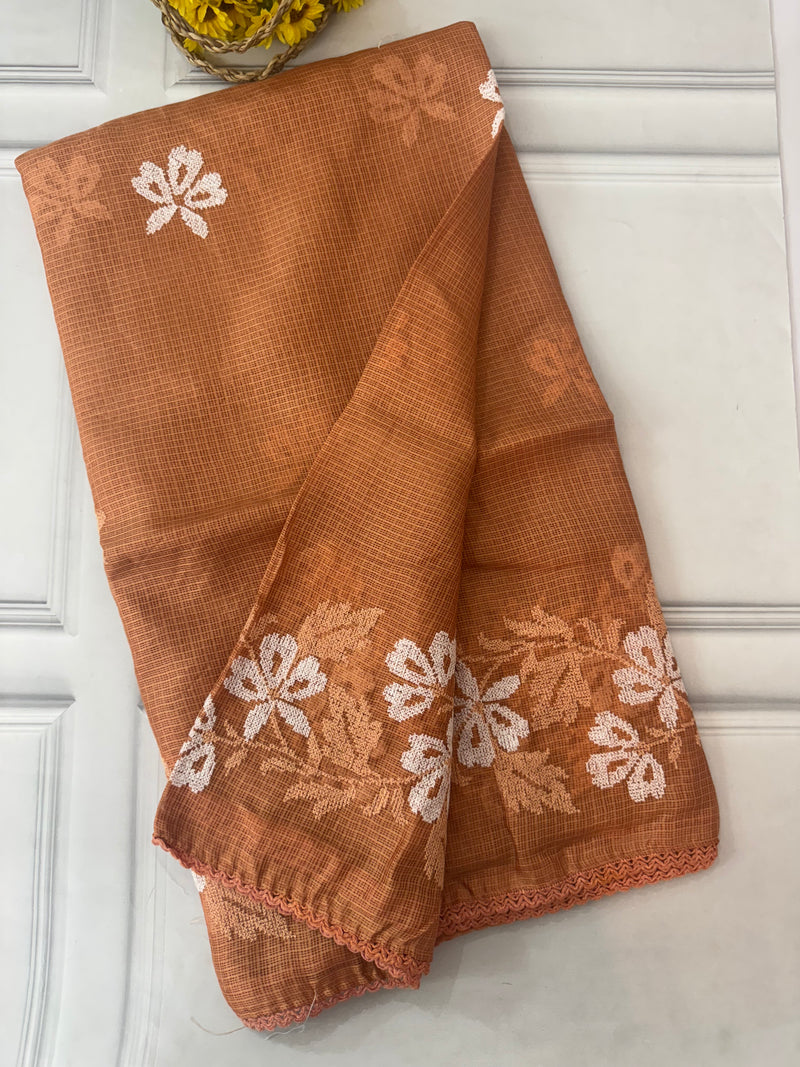 Soft kota checks saree with embroidery MSKC352