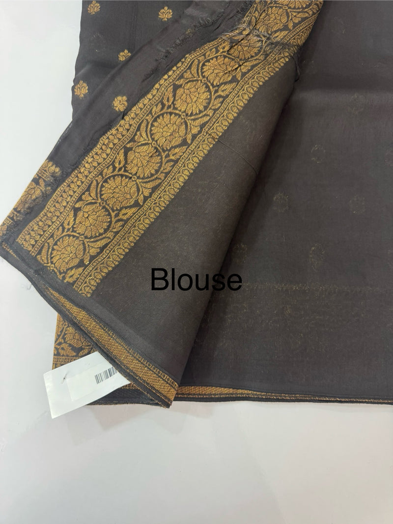 Banarasi Tussar Georgette Saree  - MS44376 Black
