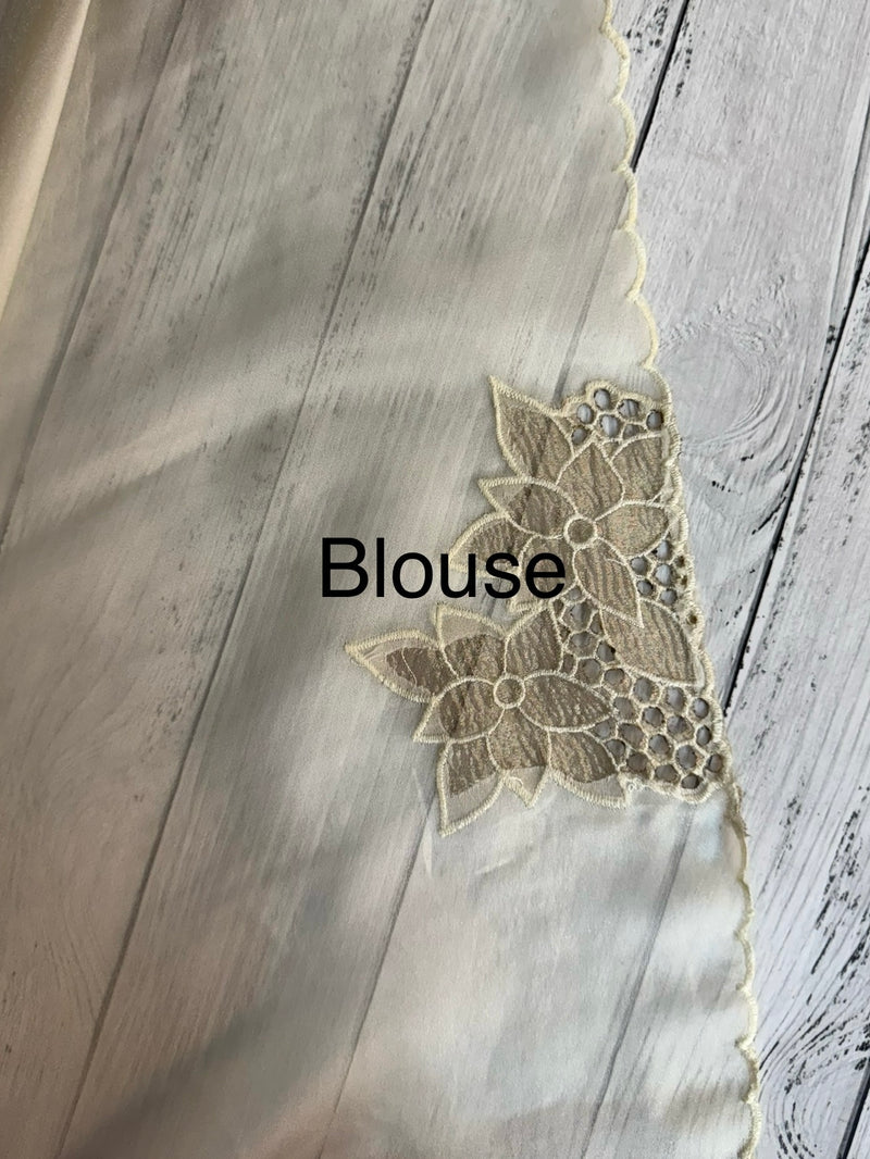 Georgette - Organza saree with applique work MS5089- Cream