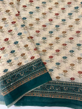 Semi Chanderi saree with hand kanta embroidery MS9899
