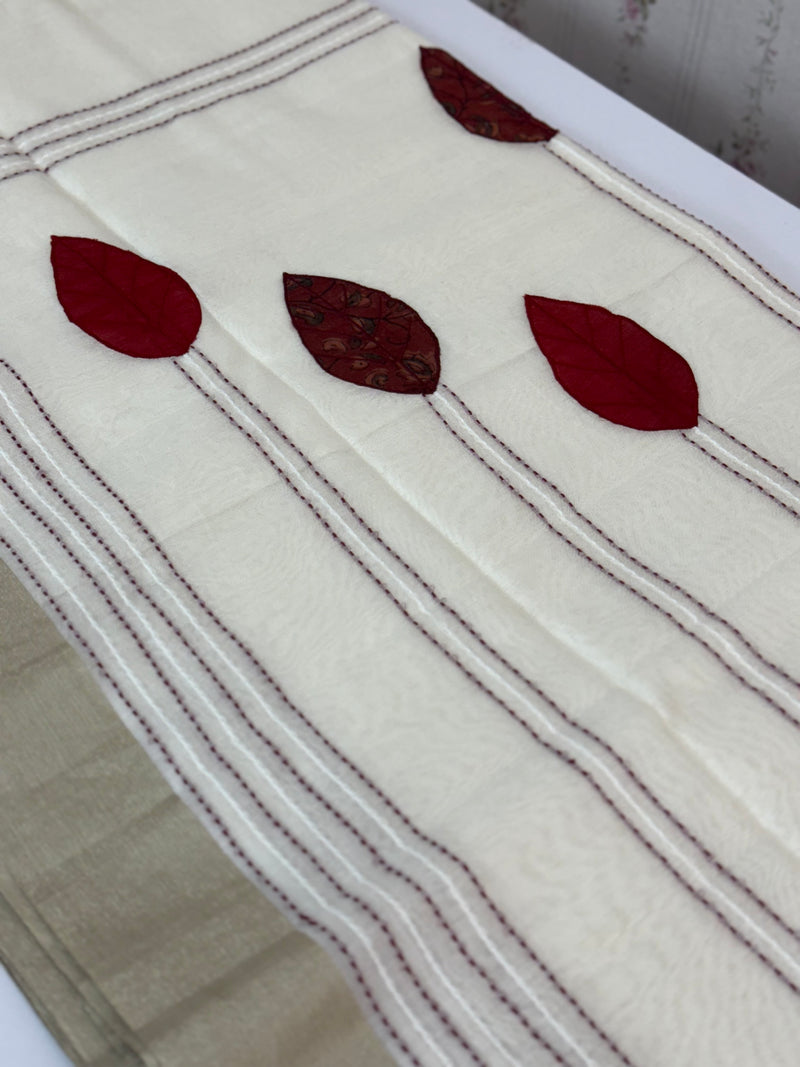 Soft Chanderi viscose silk saree with applique work MS1802