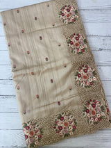 Cutwork Blended tussar saree MTS610 - Beige