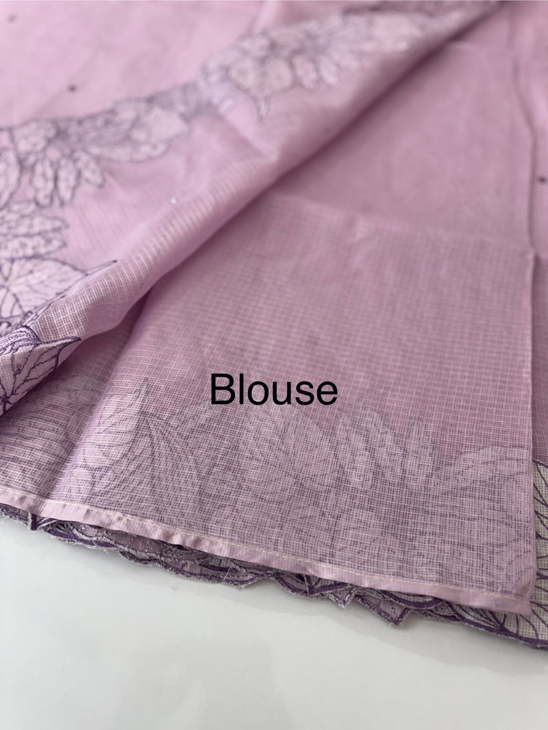 Soft kota silk saree with embriodery MS15031- Lavender