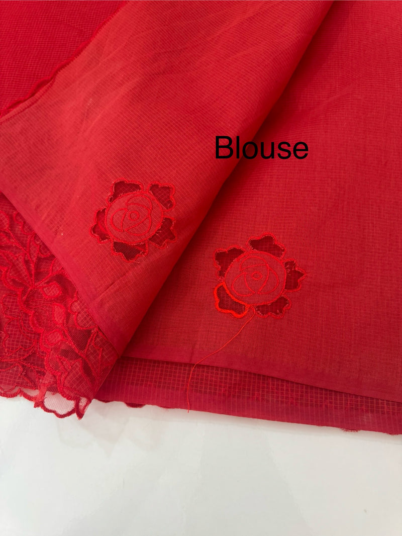 NetKota Applique work saree  MSH110- Red