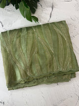 Georgette - Organza saree with thread work MS349 Green