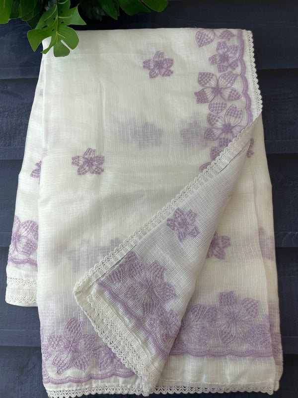 Soft Kota checks embroidery saree