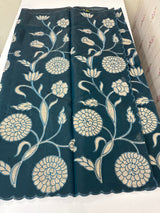 Viscose organza is saree with applqiue work - MSH930 Teal
