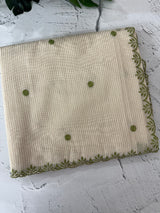 Chanderi Tissue silk saree with scalloped borders - MNM222 (thin lines)