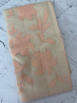 Moonga checks saree with Applique work  MSH160 - Cream & Peach