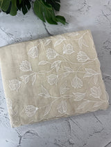 Mul chanderi saree with applique work MSH659- OffWhite