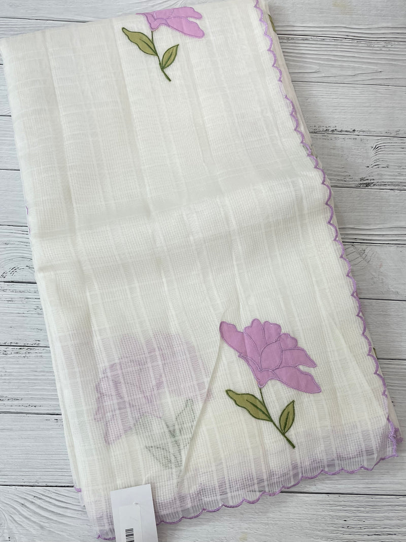 Kota silk cotton saree with applique work MS81789