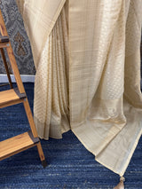 Banarasi Soft chiffon mix saree with buttas MS8145- Cream