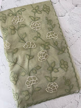 Glassy tissue organza saree with embroidery FKSF788 Pastel DustyGreen