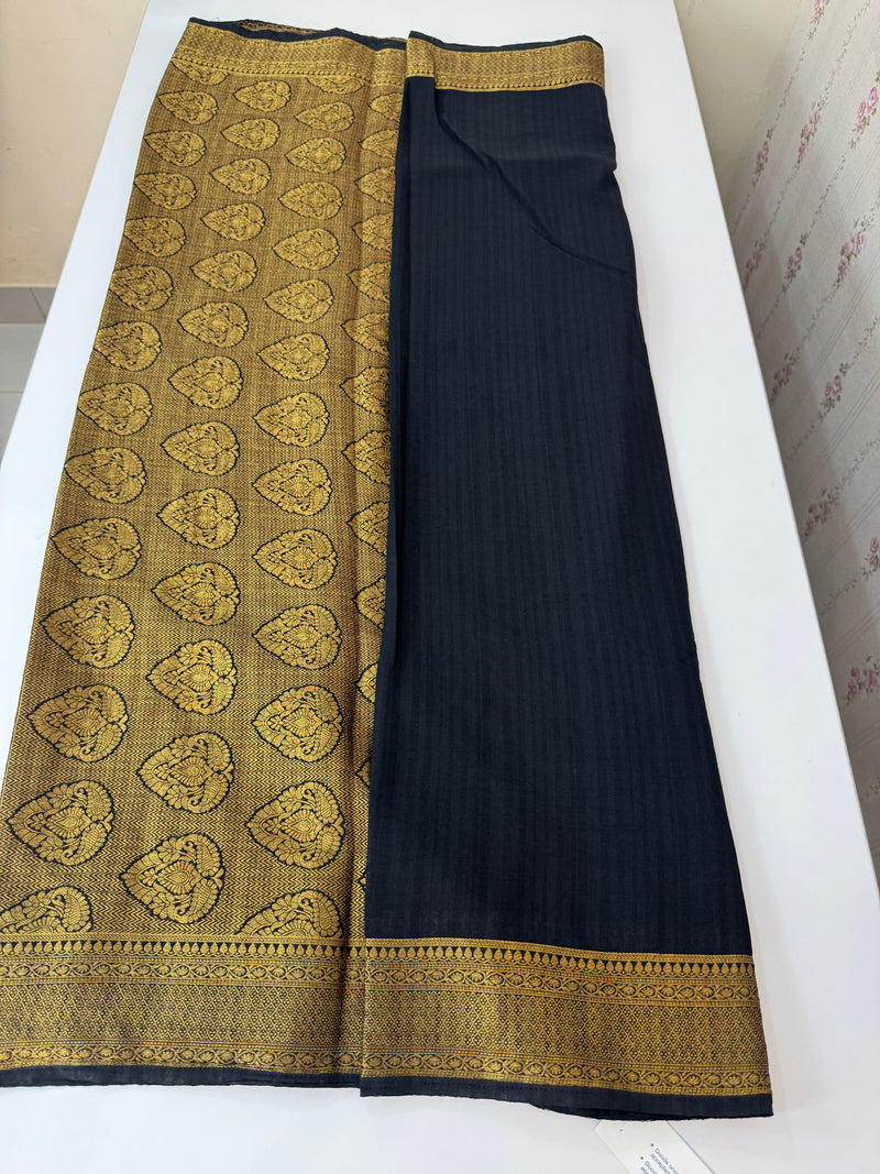 Crepe Banarasi viscose Georgette saree with brocade blouse MS953211- Black