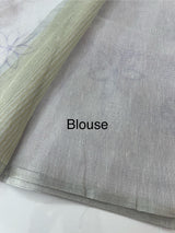 Tissue Linen Saree with embroidery MRS786 - Pastel Lavender