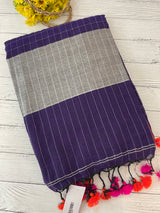 Linen checks saree with zari border MLS9788