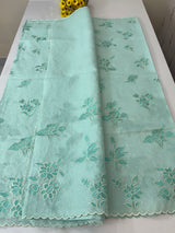 Soft kota silk saree with applique embroidery and scalloped border MS15232