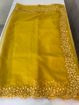Soft Organza saree with embroidery borders - MSH5777 Mustard