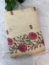 Blended semi tussar silk saree  with embroidery MSJ677(8)- Cream