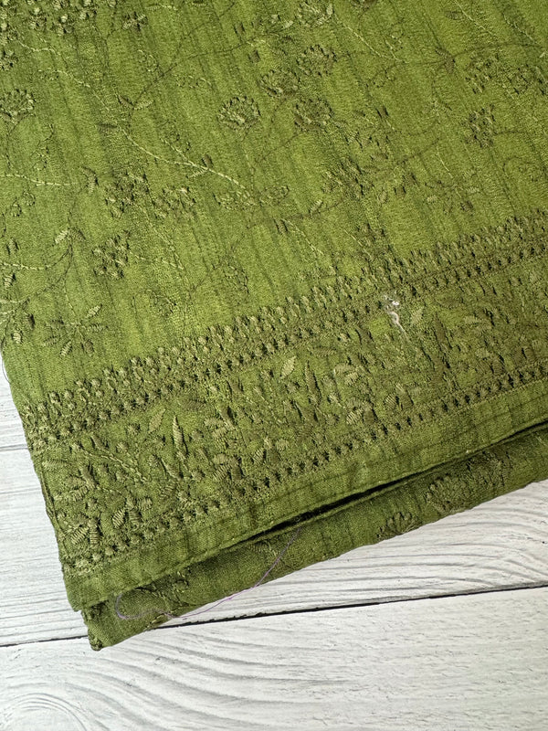 Blended tussar saree with thread work MTS9078- Vintage Jade Green