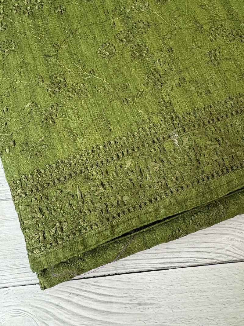 Blended tussar saree with thread work MTS9078- Vintage Jade Green