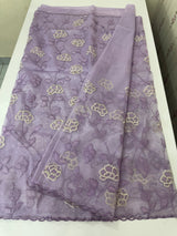 Glassy tissue organza saree with embroidery FKSF788 Lavender