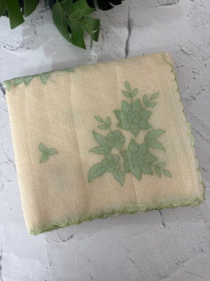 Kota Moonga checks Applique work saree  MSH273 - Cream to SageGreen