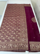 Semi banarasi Crepe Chiffon saree - MS1499 WINE