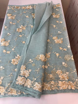Tissue Organza saree with thread work  MS14931 PastelBlue