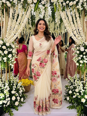Tissue Organza saree MS14541- Offwhite