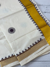 Kerala cotton saree- DarkBrown chakra