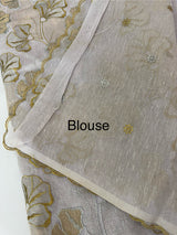 Jute Linen saree with zari & thread work MSH206 - Lavender