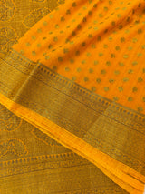 Crepe Banarasi viscose Georgette saree with brocade blouse MS953211- MustardYellow
