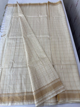 Soft blended tussar saree MKT121 - small checks