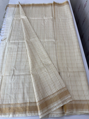Soft blended tussar saree MKT121 (1) - small checks