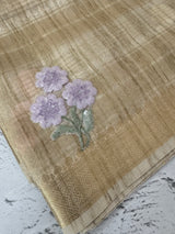 Blended tussar silk saree with zari weaving and sequence buttas MS16448