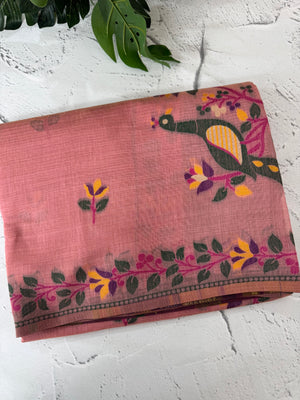 Jamdani silk Cotton Saree with peacock motifs  MSJ788 (5)