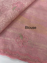 Premium Crush Organza saree with thread work- MCW863 PeachPink