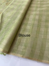 Tissue Silk applique work saree MSH133 Design 1- LightGreen